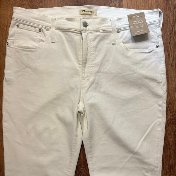 NWT Madewell Kick Out Crop Jeans In Pure White Size 33 - Picture 5 of 9